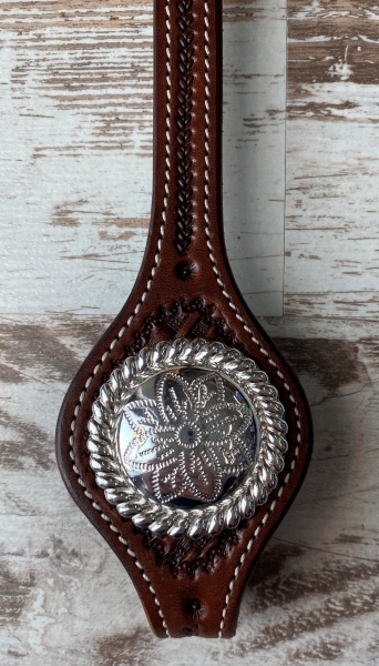 Rope Edge Flower Engraved Concho glänzend 1 3/4